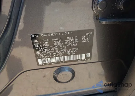 2019 Honda Hr-V Sport from USA, damaged, VIN 3CZRU5H10KG710711